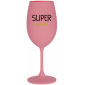 SUPER MÁMA - růžová sklenice na víno 350 ml
