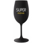 SUPER MÁMA - černá sklenice na víno 350 ml