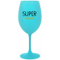 SUPER MÁMA - tyrkysová sklenice na víno 350 ml