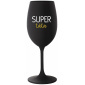SUPER TÁTA - černá sklenice na víno 350 ml