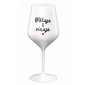 MILUJU & VÍNUJU - bílá nerozbitná sklenice na víno 470 ml