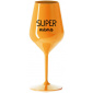 SUPER MÁMA - oranžová nerozbitná sklenice na víno 470 ml