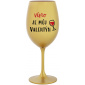VÍNO JE MŮJ VALENTÝN - zlatá sklenice na víno 350 ml