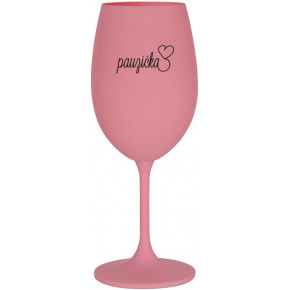 PAUZIČKA - růžová sklenice na víno 350 ml
