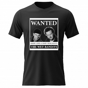 Pánské bavlněné tričko s potiskem - WANTED - černé