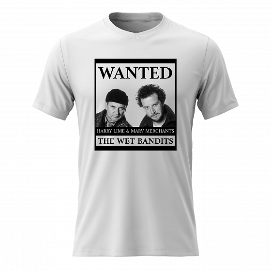 Pánské bavlněné tričko s potiskem - WANTED - bílé