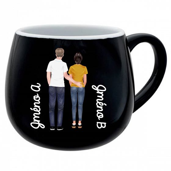 Personalizovaný keramický buclatý hrneček s párem