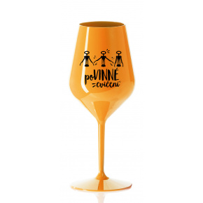 POVINNÉ CVIČENÍ - oranžová nerozbitná sklenice na víno 470 ml