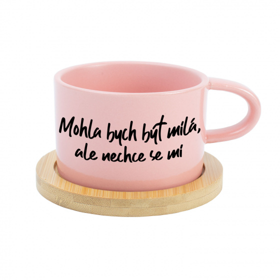 MOHLA BYCH BÝT MILÁ, ALE NECHCE SE MI - růžový hrníček makronka 200 ml