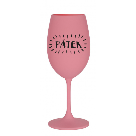 PÁTEK - růžová sklenice na víno 350 ml