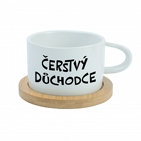 ČERSTVÝ DŮCHODCE - bílý hrníček makronka 200 ml