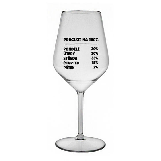 PRACUJI NA 100% - čirá nerozbitná sklenice na víno 470 ml
