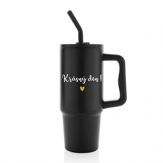 KRÁSNÝ DEN - černý cestovní termohrnek 900 ml  