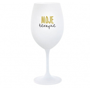 MOJE TERAPIE - bílá  sklenice na víno 350 ml