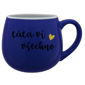 TÁTA VÍ VŠECHNO - modrý keramický hrníček 300 ml