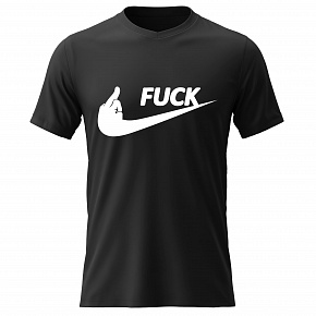 Pánské bavlněné tričko s potiskem - FUCK - černé