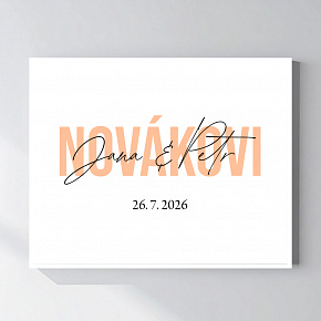 Personalizovaný magický fotoobraz v rámu - čtverec 40x50 - jména novomanželů 