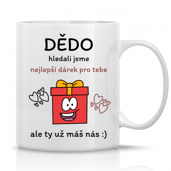 NEJLEPŠÍ DÁREK PRO DĚDU - klasický bílý keramický hrníček 300 ml