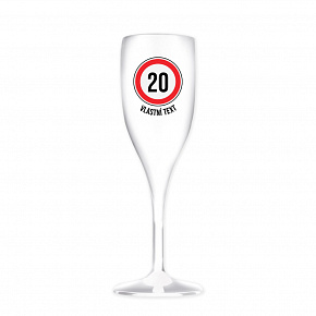 Personalizovaná nerozbitná prosecco sklenice - narozeninová dopravní značka 
