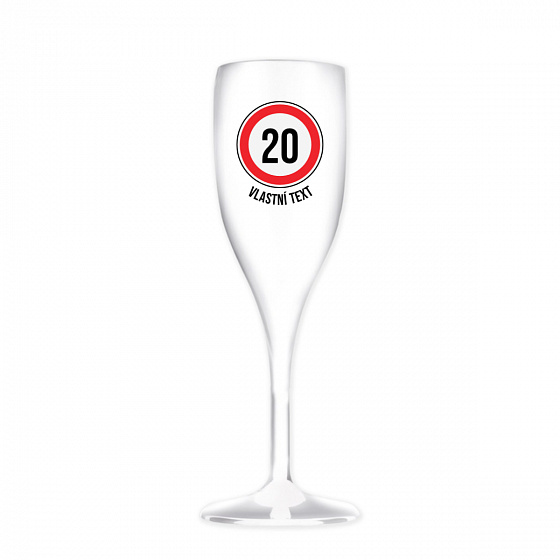Personalizovaná nerozbitná prosecco sklenice - narozeninová dopravní značka 
