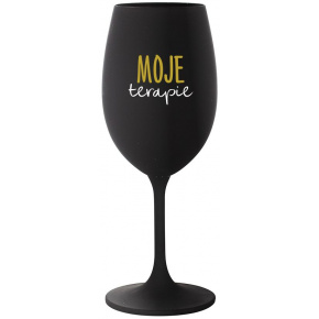 MOJE TERAPIE - černá sklenice na víno 350 ml