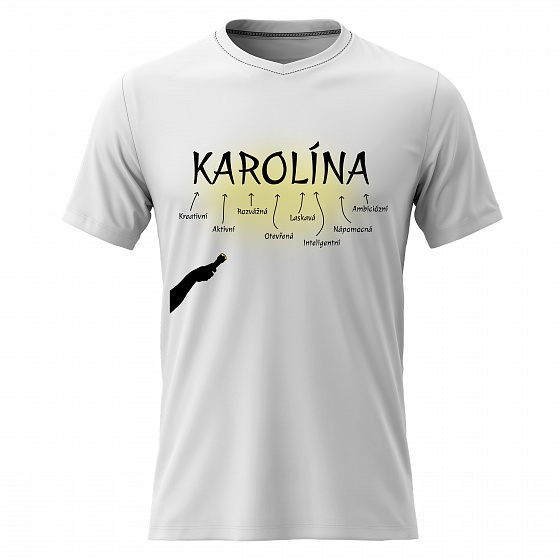 Dámské bavlněné tričko s potiskem - VLASTNOSTI - KAROLÍNA - bílé