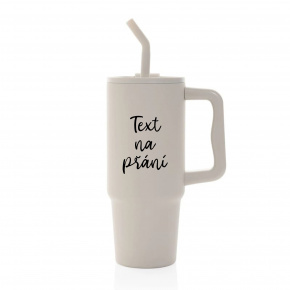 TEXT NA PŘÁNÍ - béžový cestovní termohrnek 900 ml  