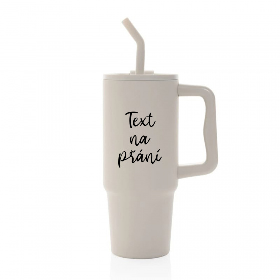 TEXT NA PŘÁNÍ - béžový cestovní termohrnek 900 ml  