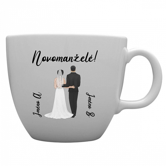 Personalizovaný MEGA XXL keramický hrnek 1 000 ml se svatebním párem 