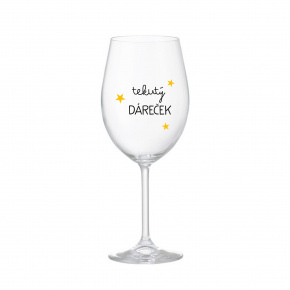 TEKUTÝ DÁREČEK - čirá sklenice na víno 350 ml