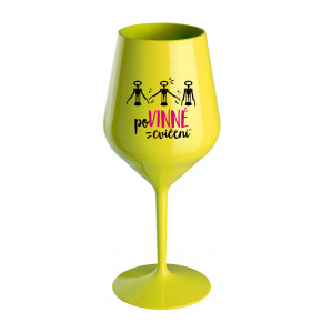 POVINNÉ CVIČENÍ - žlutá nerozbitná sklenice na víno 470 ml