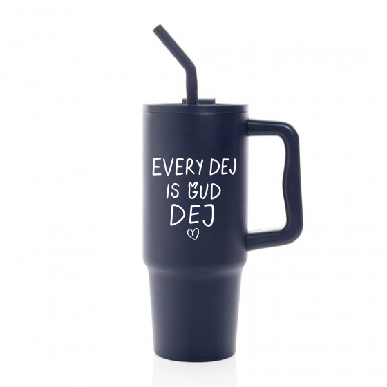 EVERY DEJ IS GUD DEJ - tmavě modrý cestovní termohrnek 900 ml  