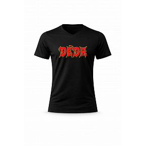 Pánské bavlněné tričko s potiskem - DĚDA (ROCK) - černé