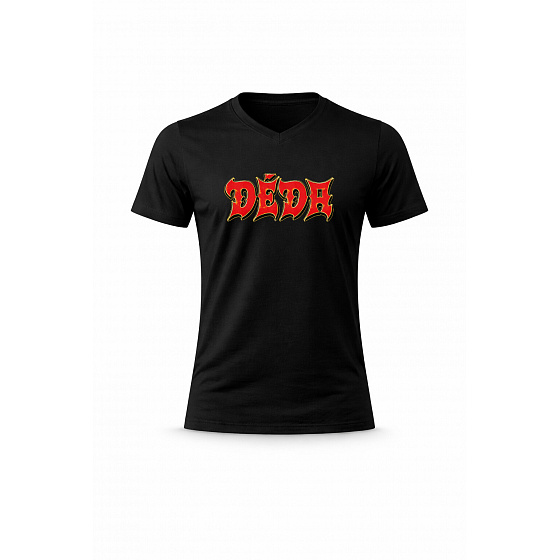 Pánské bavlněné tričko s potiskem - DĚDA (ROCK) - černé