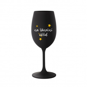 NA VÁNOČNÍ ÚKLID - černá sklenice na víno 350 ml