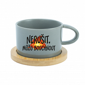 NERUŠIT, MŮŽU BOUCHNOUT. - šedý hrníček makronka 200 ml NERUŠIT, MŮŽU BOUCHNOUT. - šedý hrníček makronka 200 ml