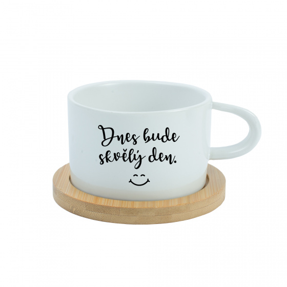 DNES BUDE SKVĚLÝ DEN - bílý hrníček makronka 200 ml