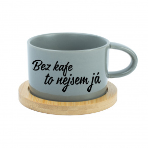 BEZ KAFE TO NEJSEM JÁ - šedý hrníček makronka 200 ml