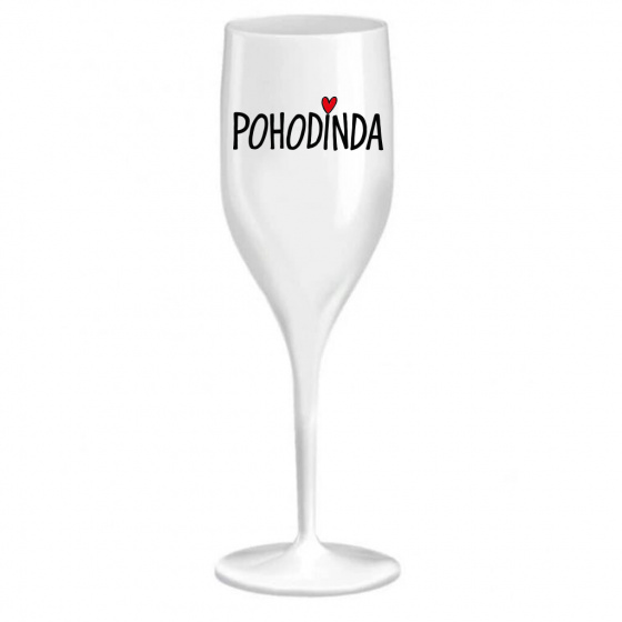 POHODINDA - bílá nerozbitná prosecco sklenice 150 ml