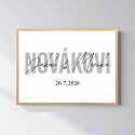 Personalizovaný magický fotoobraz v rámu - čtverec 30x40 - jména novomanželů 