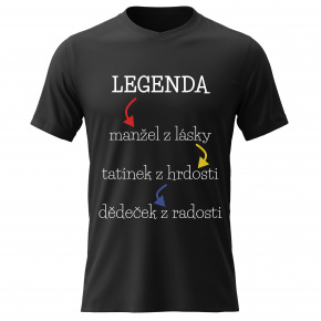 Pánské bavlněné tričko s potiskem - LEGENDA - černé