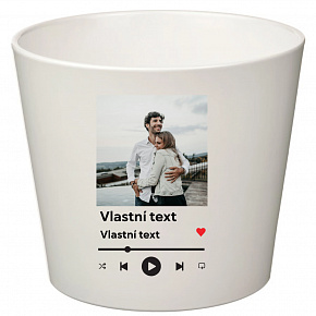 Bílý keramický květináč s vlastním odkazem na oblíbenou písničku - malý 