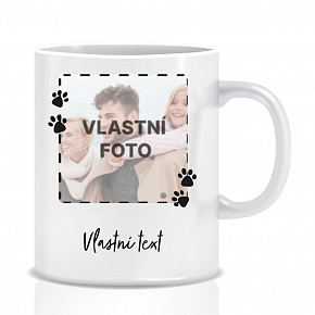 Personalizovaný klasický bílý keramický hrníček 300 ml s fotkou mazlíčka a textem