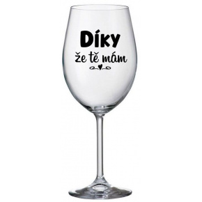 DÍKY ŽE TĚ MÁM - čirá sklenice na víno 350 ml