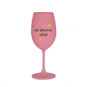 NA VÁNOČNÍ ÚKLID - růžová sklenice na víno 350 ml