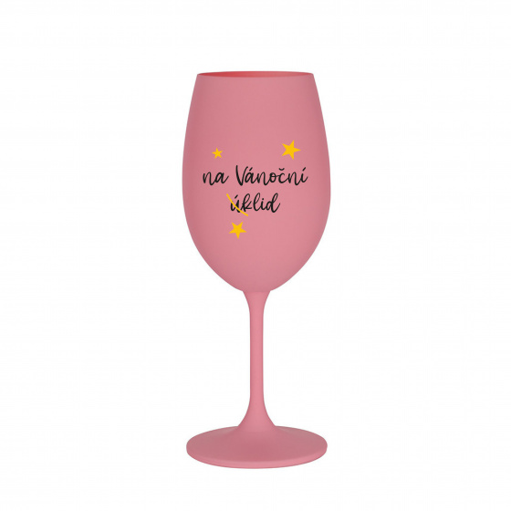 NA VÁNOČNÍ ÚKLID - růžová sklenice na víno 350 ml
