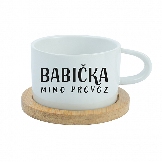 BABIČKA MIMO PROVOZ - bílý hrníček makronka 200 ml