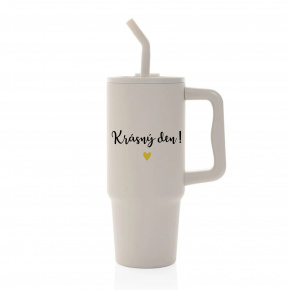KRÁSNÝ DEN - béžový cestovní termohrnek 900 ml  