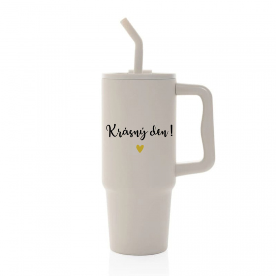 KRÁSNÝ DEN - béžový cestovní termohrnek 900 ml  