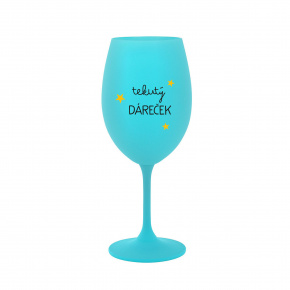 TEKUTÝ DÁREČEK - tyrkysová sklenice na víno 350 ml